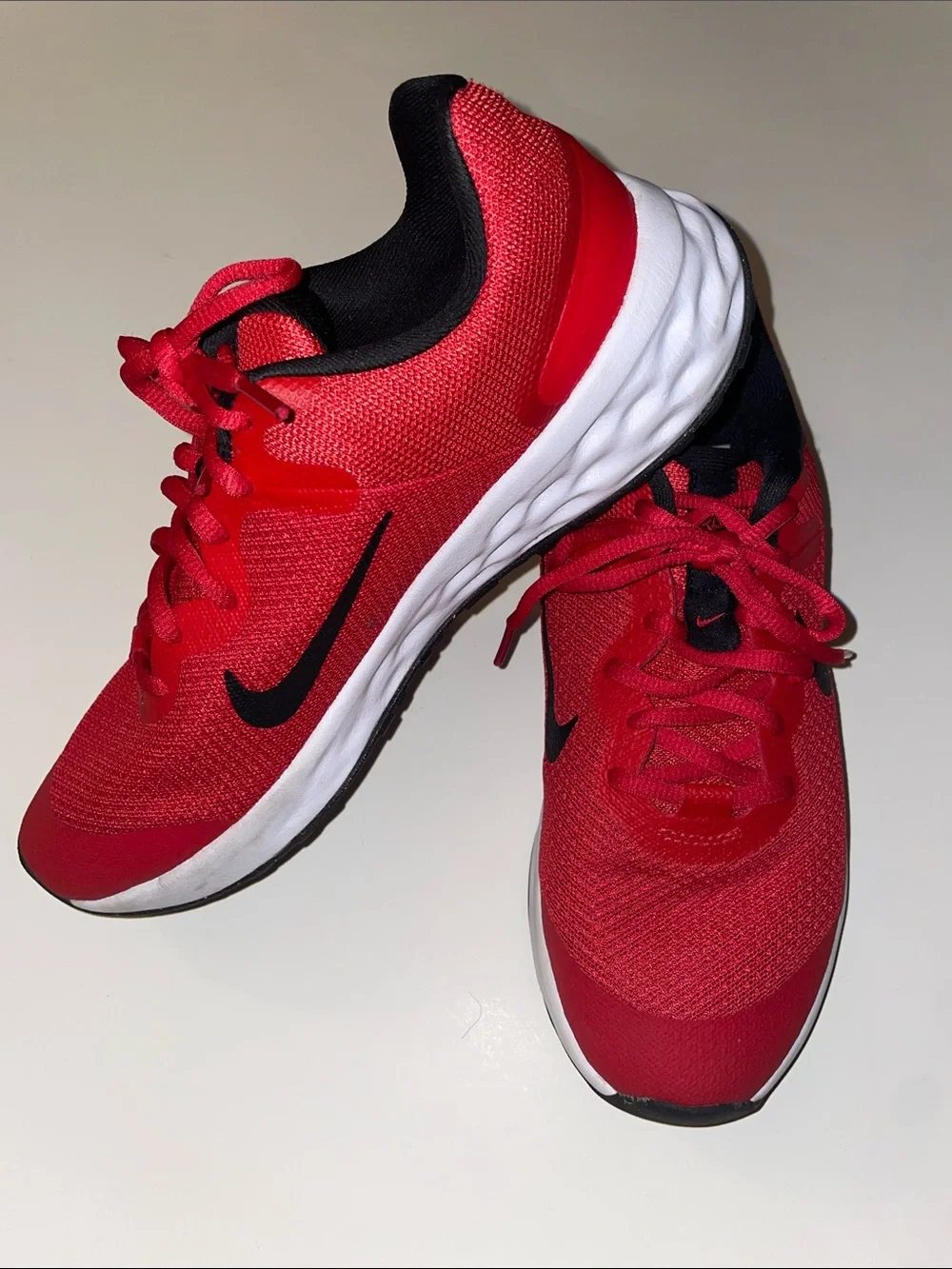 Nike Red and Black Kids Sneakers with White Sole NWT